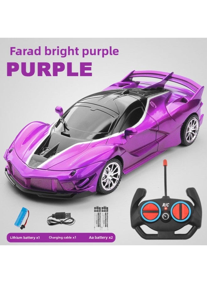 Children's Remote Control Car Rechargeable High-speed Drift Racing Electric Ferrari Sports Car Boy Toy A Generation Of Hair-Color:Remote Control Cloth Plus-charming Night Red [with Led Car Lights]-Scale:Three-power Version [3 Sets Of Lithium Batteries + 2 Charging Cables]  - Image 3