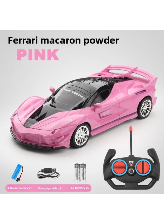 Children's Remote Control Car Rechargeable High-speed Drift Racing Electric Ferrari Sports Car Boy Toy A Generation Of Hair-Color:Remote Control Cloth Plus-charming Night Red [with Led Car Lights]-Scale:Three-power Version [3 Sets Of Lithium Batteries + 2 Charging Cables]  - Image 2
