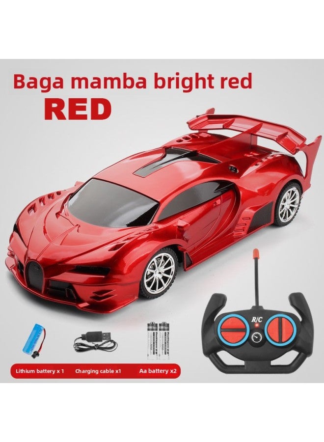 Children's Remote Control Car Rechargeable High-speed Drift Racing Electric Ferrari Sports Car Boy Toy A Generation Of Hair-Color:Remote Control Cloth Plus-charming Night Red [with Led Car Lights]-Scale:Three-power Version [3 Sets Of Lithium Batteries + 2 Charging Cables]  - Image 1