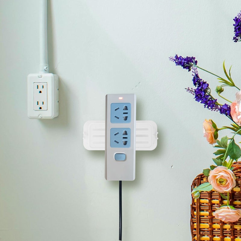 2pcs Self Adhesive Socket Holder Hanging Racks Wall Mounted Socket Rack - Image 2