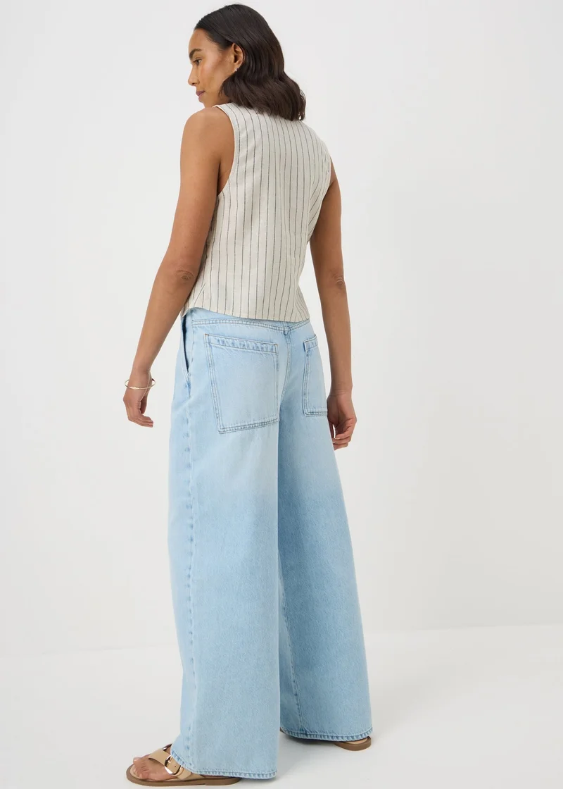 Matalan Stone Linen Blend Stripe Waistcoat