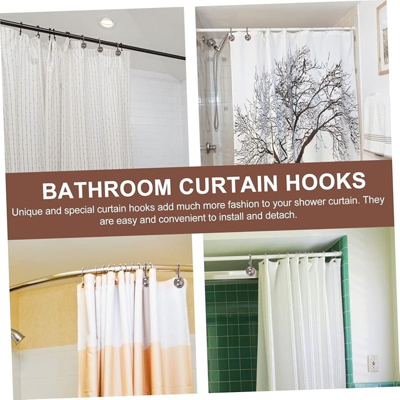 Retro Shower Curtain Hooks 12 Pack Easy Install Bathroom Accessories - Image 5