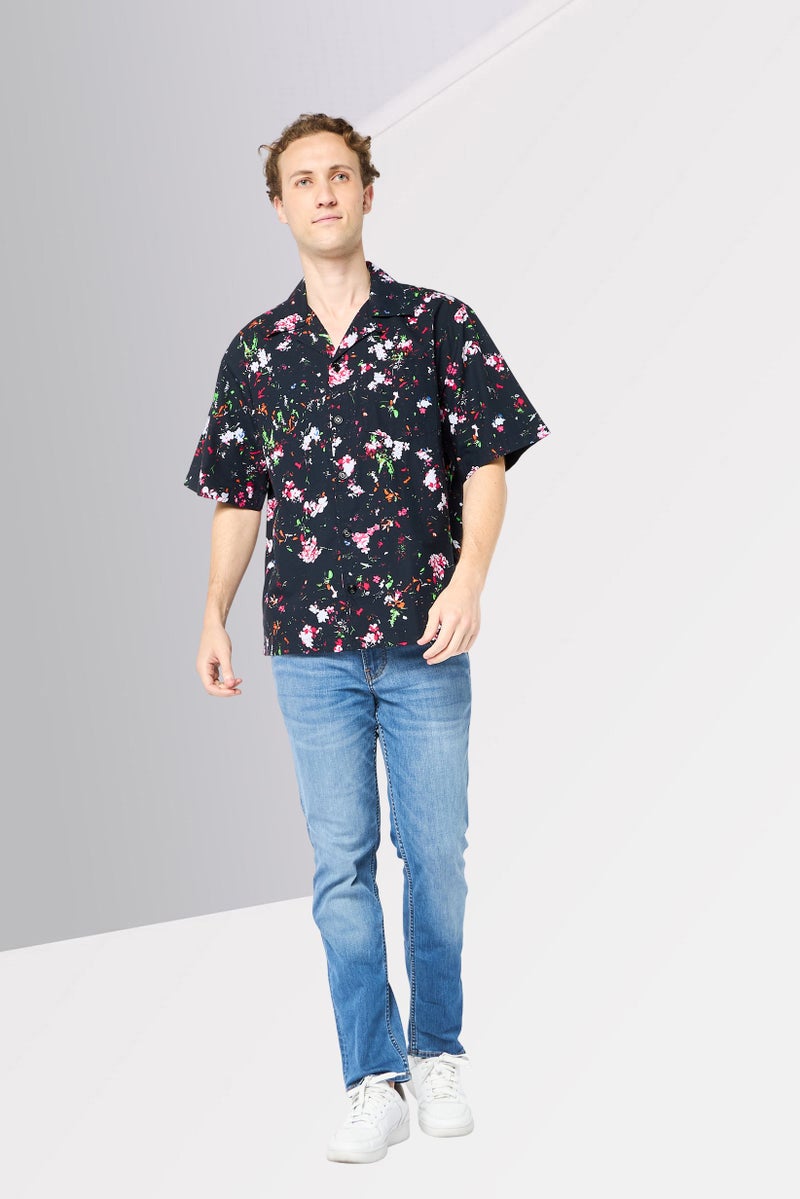 DIESEL Men Regular Fit Floral Print Short Sleeves Casual Shirt, Multicolor  - Image 2
