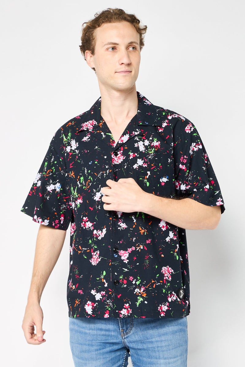 DIESEL Men Regular Fit Floral Print Short Sleeves Casual Shirt, Multicolor  - Image 1