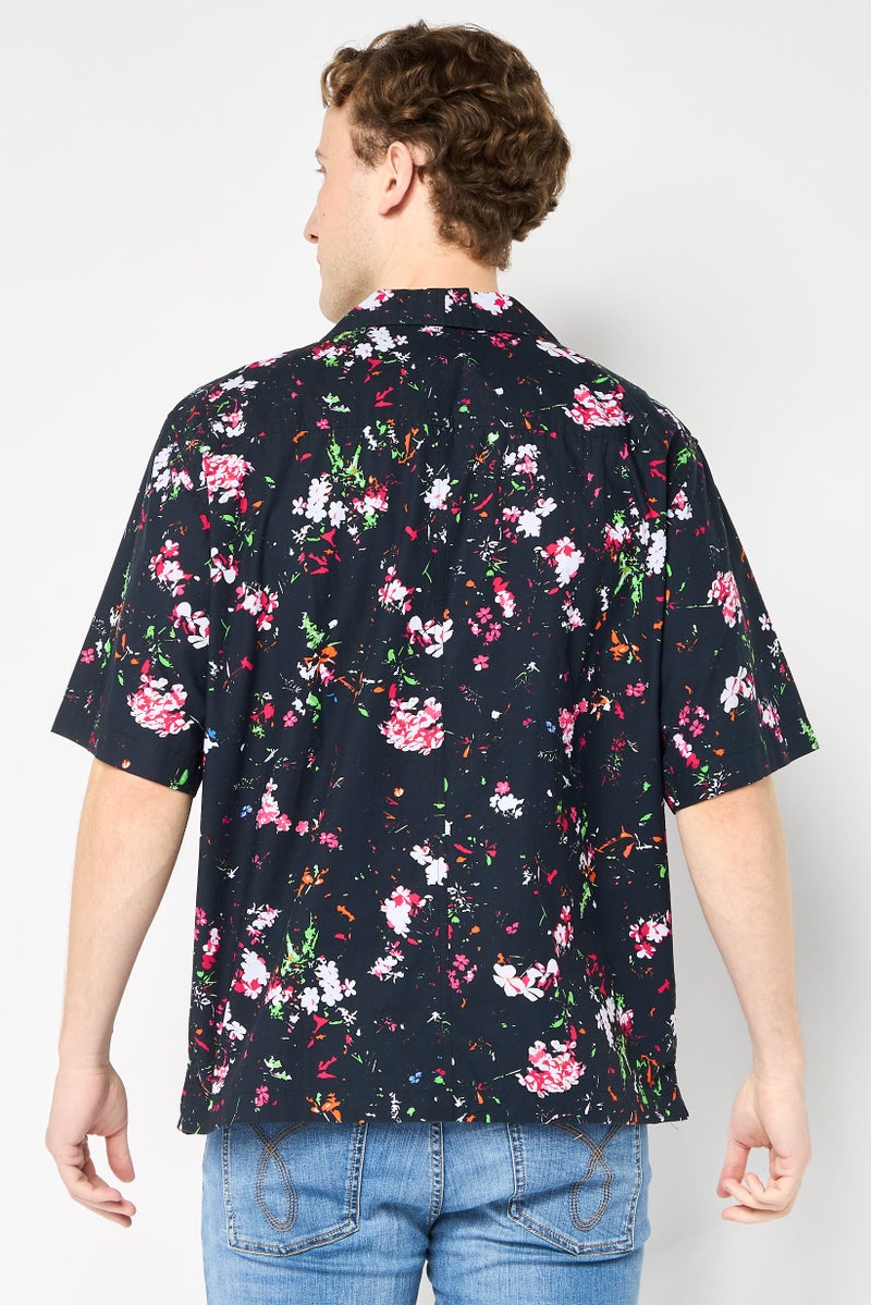 DIESEL Men Regular Fit Floral Print Short Sleeves Casual Shirt, Multicolor  - Image 4