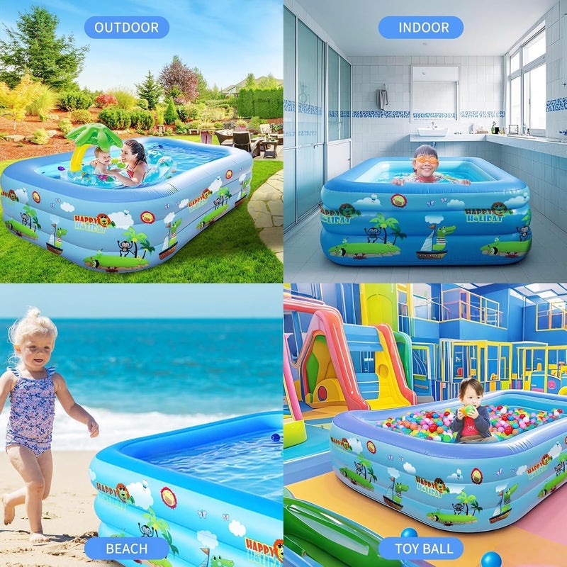 AUTOYSUR Inflatable Swimming Pool for Kids and Adults, Thickened Blow Up Family Swimming Kiddie Pool for Garden, Backyard, Family Summer Water Party (150 * 105 * 55cm-Animal) - Image 4
