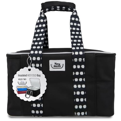 Fancy Panz - Black Insulated Casserole Carrier Bag - Insulated Thermal Bags for Hot & Cold Food Holds 2 Standard Size Fancy Panz - 2 Pockets - Food Container - Hosting Essentials - Image 1