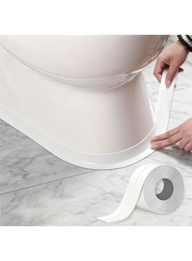 White Waterproof Self Adhesive Sealing Strip 1 5 Inch x 59 Inch For Bathroom Kitchen - Image 2