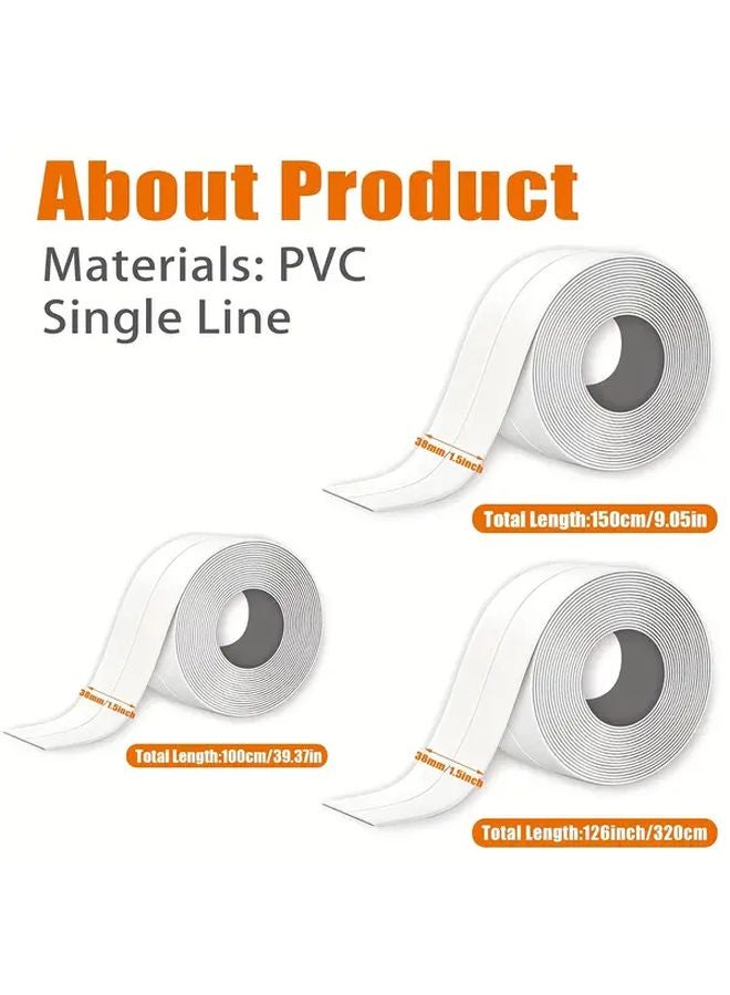 White Waterproof Self Adhesive Sealing Strip 1 5 Inch x 59 Inch For Bathroom Kitchen - Image 3