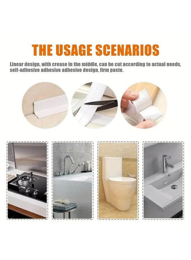 White Waterproof Self Adhesive Sealing Strip 1 5 Inch x 59 Inch For Bathroom Kitchen - Image 4