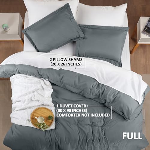 Utopia Bedding Duvet Cover Full Size - 3 Piece with Zipper Closure - 1 Comforter Cover 80X90 Inches & 2 Pillow Shams 20X26 Inches (Grey) Comforter Not Included - Image 2