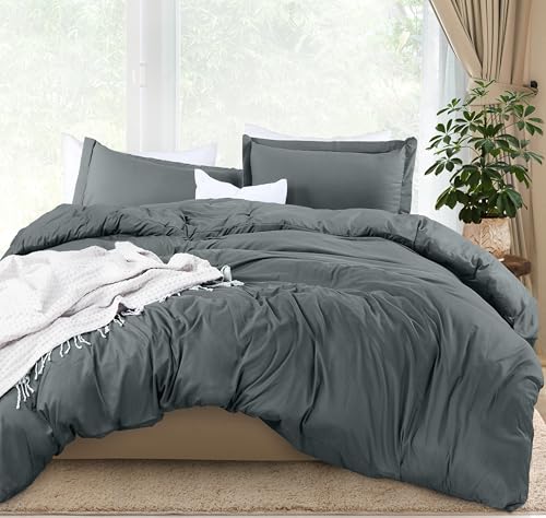 Utopia Bedding Duvet Cover Full Size - 3 Piece with Zipper Closure - 1 Comforter Cover 80X90 Inches & 2 Pillow Shams 20X26 Inches (Grey) Comforter Not Included - Image 1