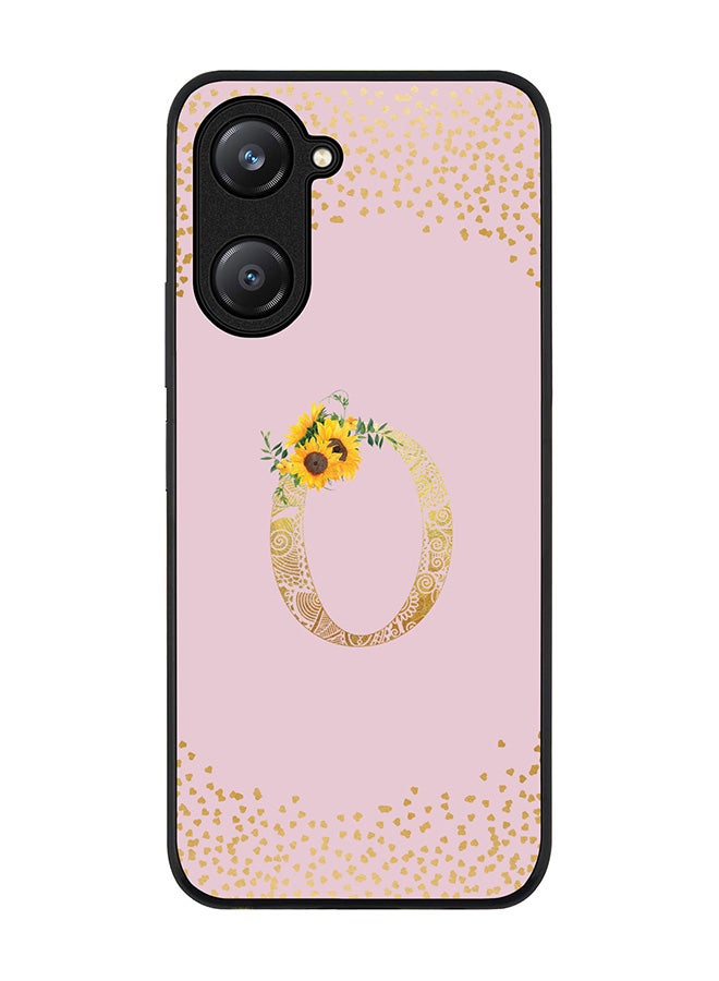 Stylizedd Rugged Black edge case for Vivo Y28s 5G / Vivo Y18 4G /Vivo Y03 4G Case Cover- Custom Monogram Initial Letter Floral Pattern Alphabet - O (Pink) - Image 1