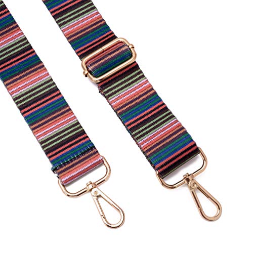 ZOOEASS Wide Shoulder Strap Adjustable Replacement Belt Guitar Style Crossbody Bag Handbag Strap Multicolor Canvas Straps(Wide:1.4in) (Color bar) - Image 2