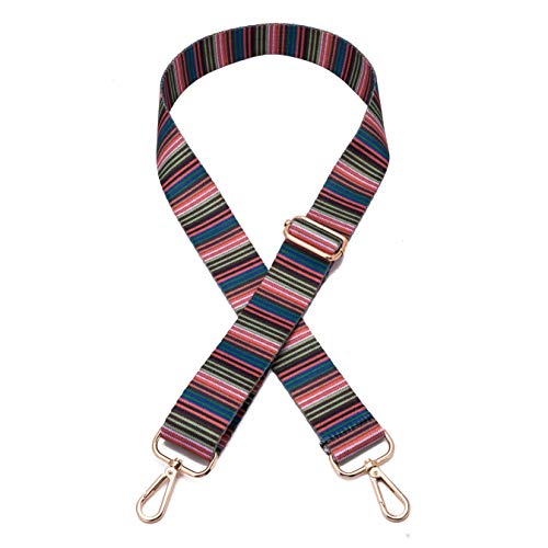 ZOOEASS Wide Shoulder Strap Adjustable Replacement Belt Guitar Style Crossbody Bag Handbag Strap Multicolor Canvas Straps(Wide:1.4in) (Color bar) - Image 1
