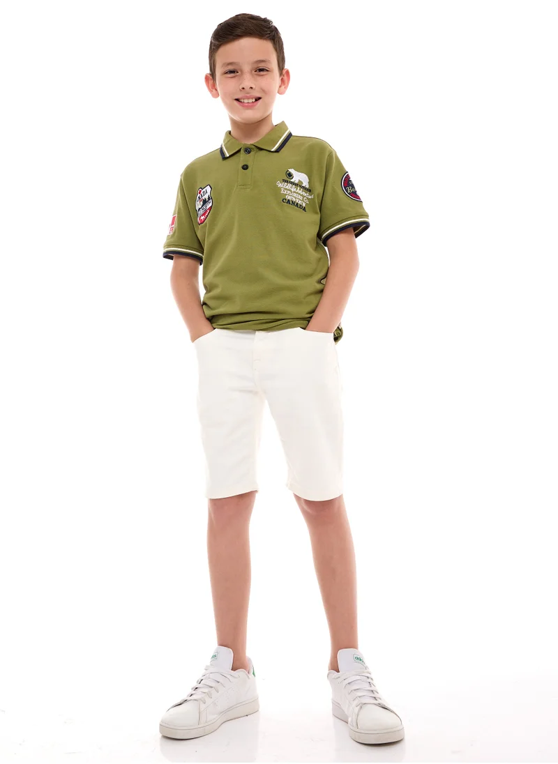 فكتور اند جين Polo Shirt for Boys  (6-12 Years) Green - Classic Style