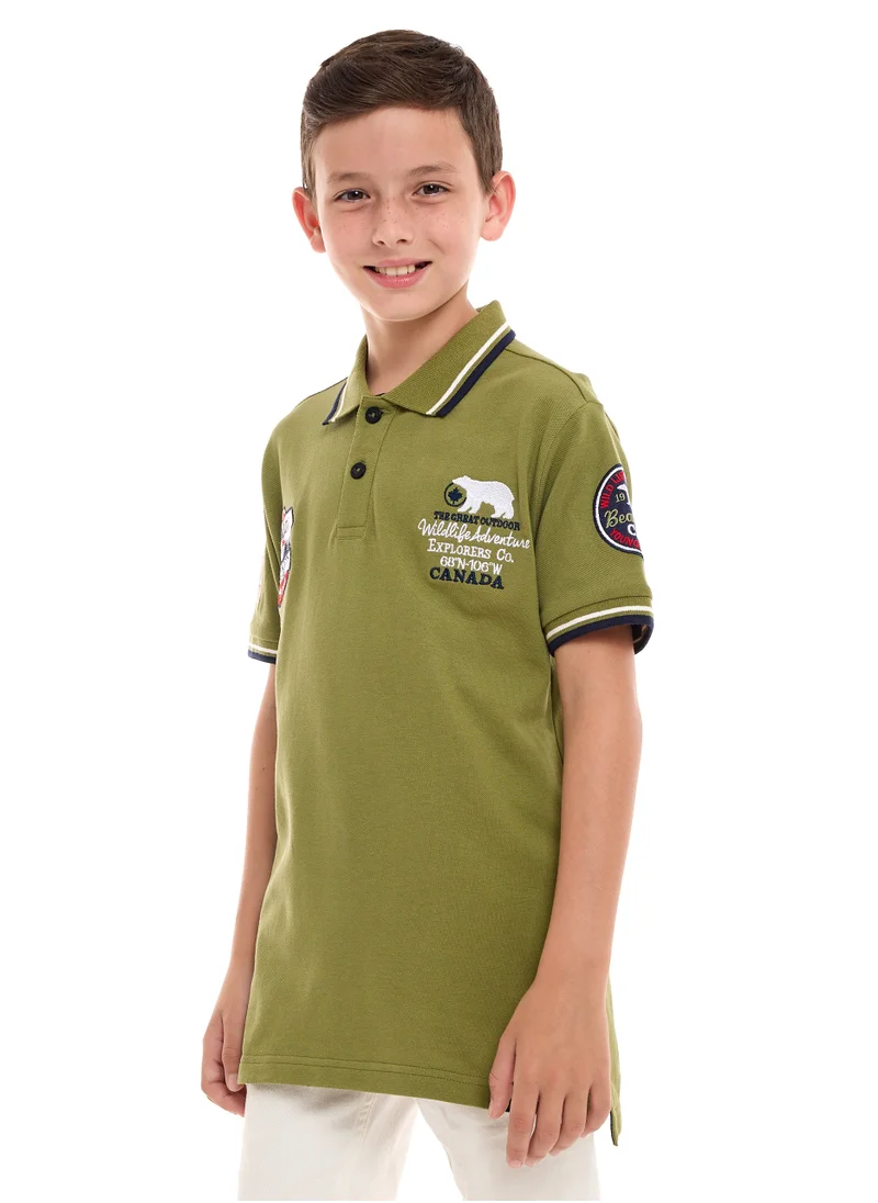 فكتور اند جين Polo Shirt for Boys  (6-12 Years) Green - Classic Style