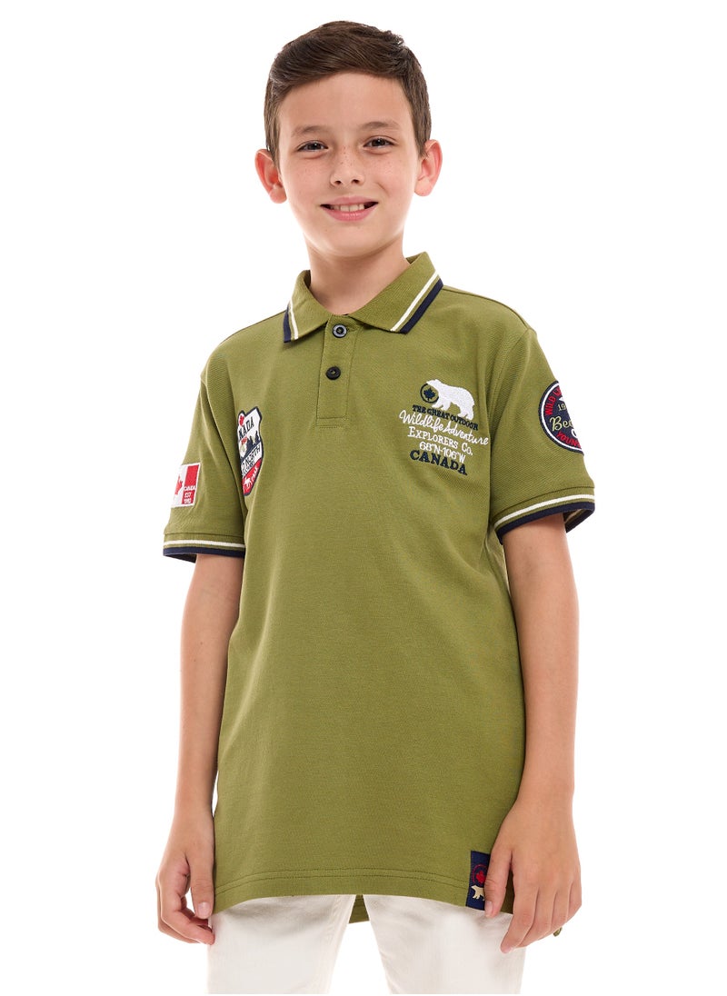 victor and jane Polo Shirt for Boys  (6-12 Years) Green - Classic Style  - Image 5