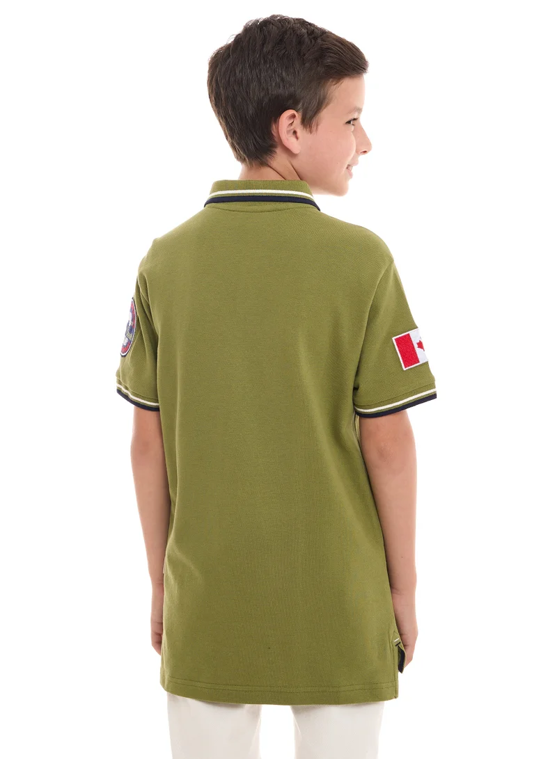 victor and jane Polo Shirt for Boys  (6-12 Years) Green - Classic Style