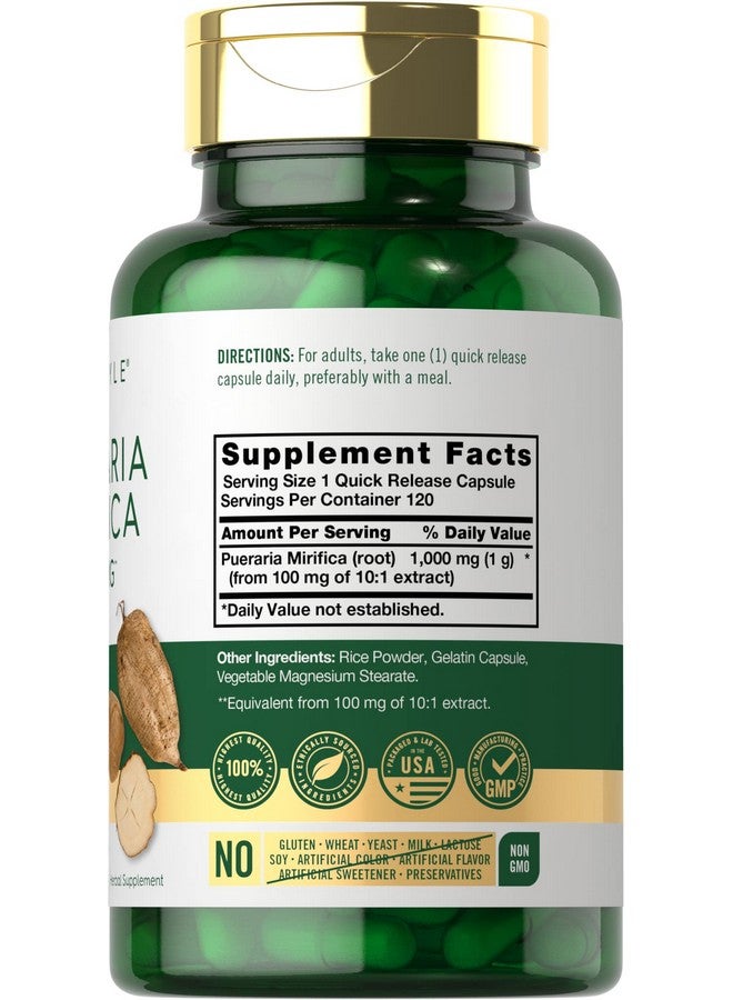 كبسولات كارلايل بيوريريا ميريفيكا | ١٠٠٠ ملغ | ١٢٠ كبسولة | مستخلص الجذر | مكمل غذائي خالٍ من الكائنات المعدلة وراثيًا والغلوتين - Image 2