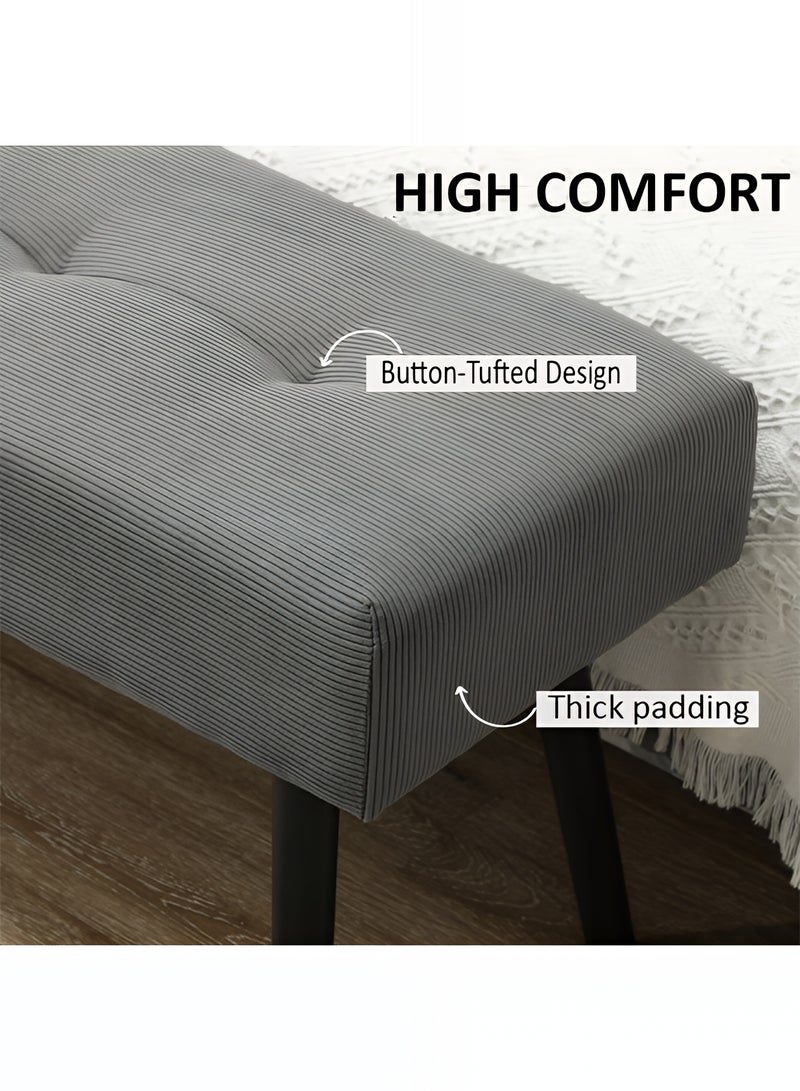 Taimi مقعد أوتومان مبطن بالفخامة بتصميم عصري - مقعد نهاية السرير، مقعد لتغيير الأحذية، مقعد لغرفة النوم، غرفة المعيشة، المدخل والممر، رمادي - 100 سم - Image 5