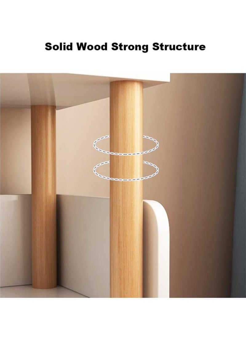 Bookshelf Item Shelf Large Storage 3-Tier 4-Tier 5-Tier Large Storage Stylish Bookshelf Solid Wood Structure Stable for Family Living Room Student Office Easy Assemble (White, 5-Tier)