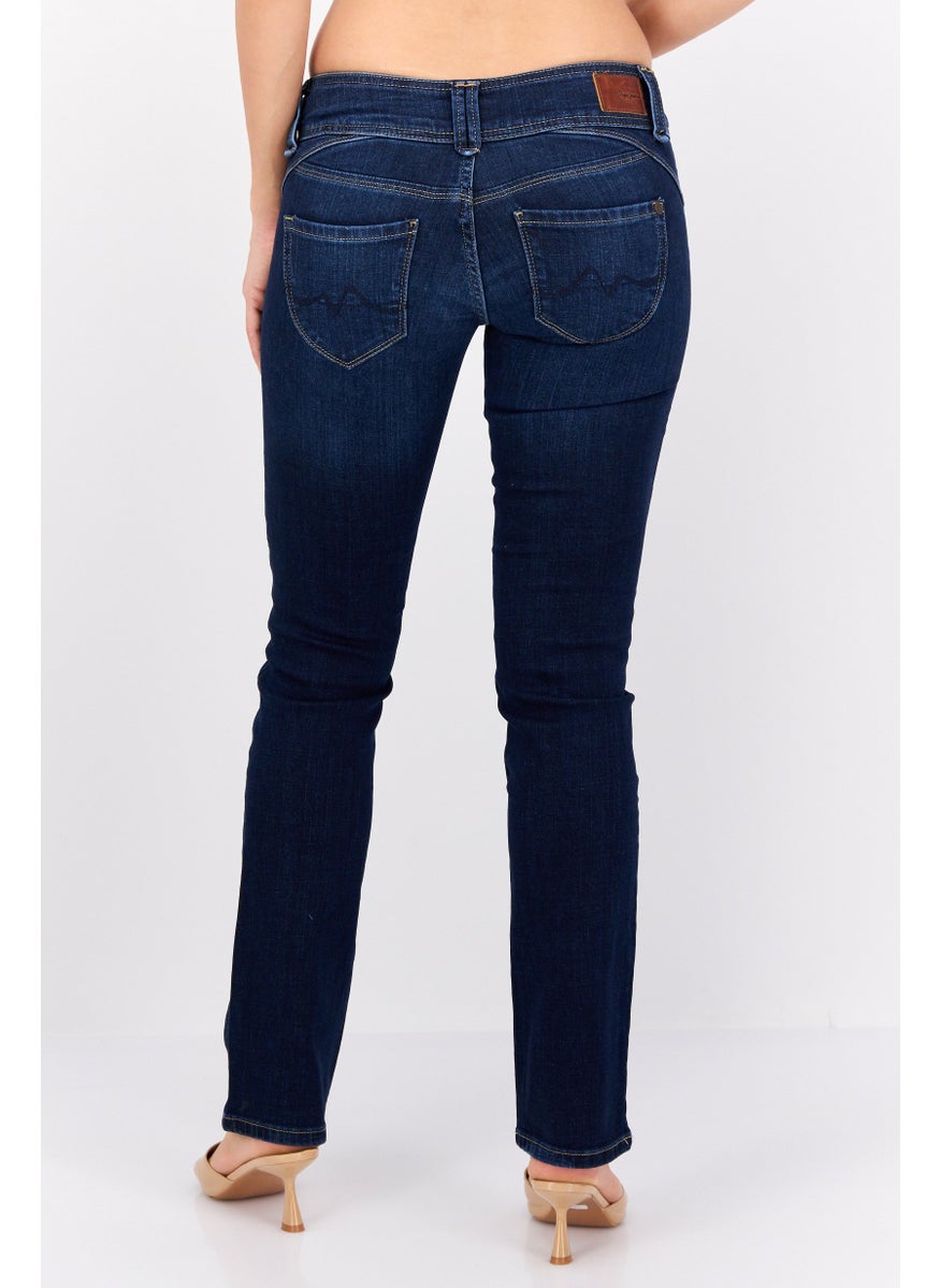 Pepe Jeans Women Straight Fit Washed Non Stretchable Jeans, Blue  - Image 4