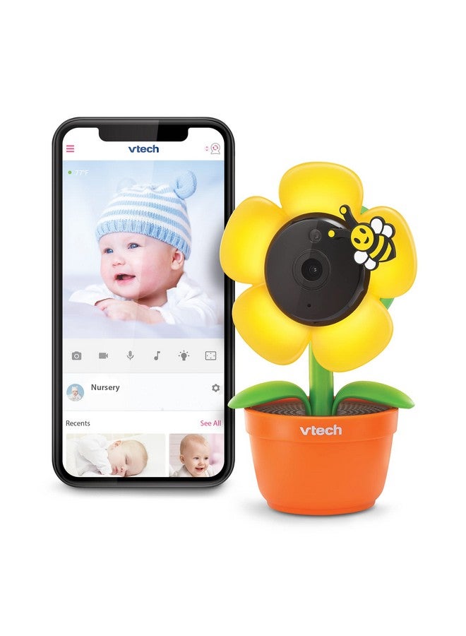 vtech كاميرا بيبي ذكية واي فاي من في تيك RM9751، زهرية صفراء، تدعم iOS و Android، دقة 1080p عالية الوضوح، غطاء وضع الخصوصية، ضوء ليلي، أصوات مهدئة وأغاني مهدئة، جهاز اتصال ثنائي الاتجاه، حساس درجة الحرارة، رؤية ليلية - Image 1