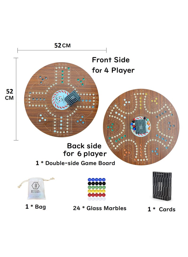 جاكارو جوكر لعبة جاكارoo جوكر ثنائية الوجه، 4-6 لاعبين، لوحة خشبية مع كرات وبطاقات - بني - Image 3