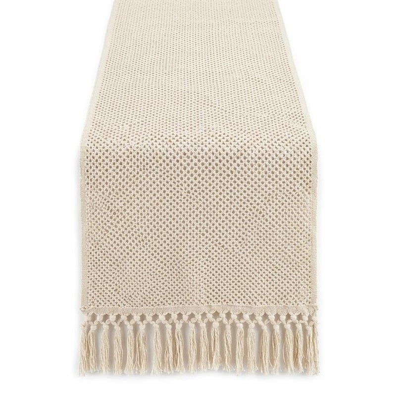 Fringe Runner - Stylish Crochet Lace Runner with Detailed Tassels for Living Room Furniture Accent - Image 1