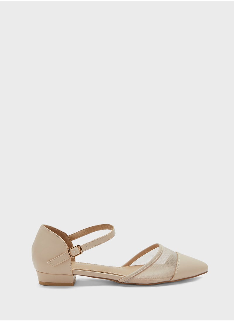 ELLA Mesh Detail Pointy Toe Flat Shoe  - Image 1