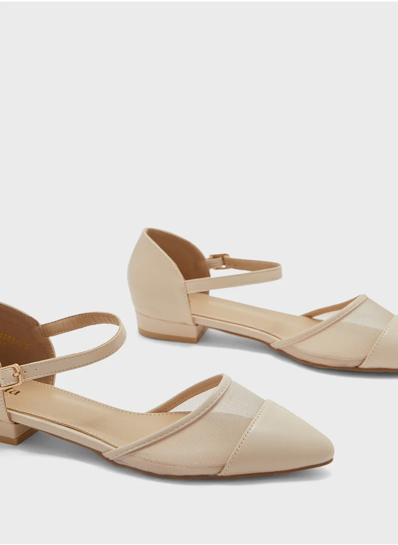 ELLA Mesh Detail Pointy Toe Flat Shoe