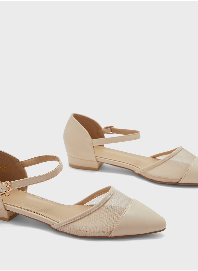 ELLA Mesh Detail Pointy Toe Flat Shoe  - Image 4