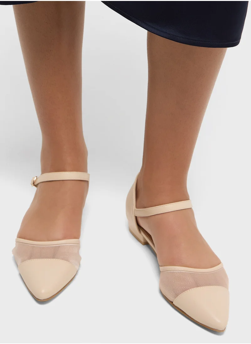 ELLA Mesh Detail Pointy Toe Flat Shoe