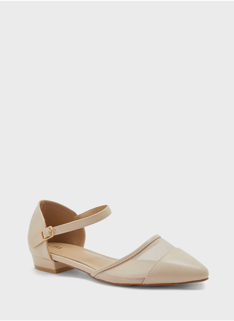 ELLA Mesh Detail Pointy Toe Flat Shoe  - Image 2