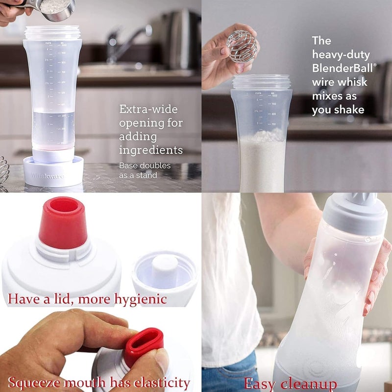 KASTWAVE Pancake Batter Dispenser - Kitchen Tool for Cupcakes, Crepes, Waffles & Cookies - Liquid Batter Mix Dispensing Bottle with Measurement Marks, Easy Squeeze - Image 4