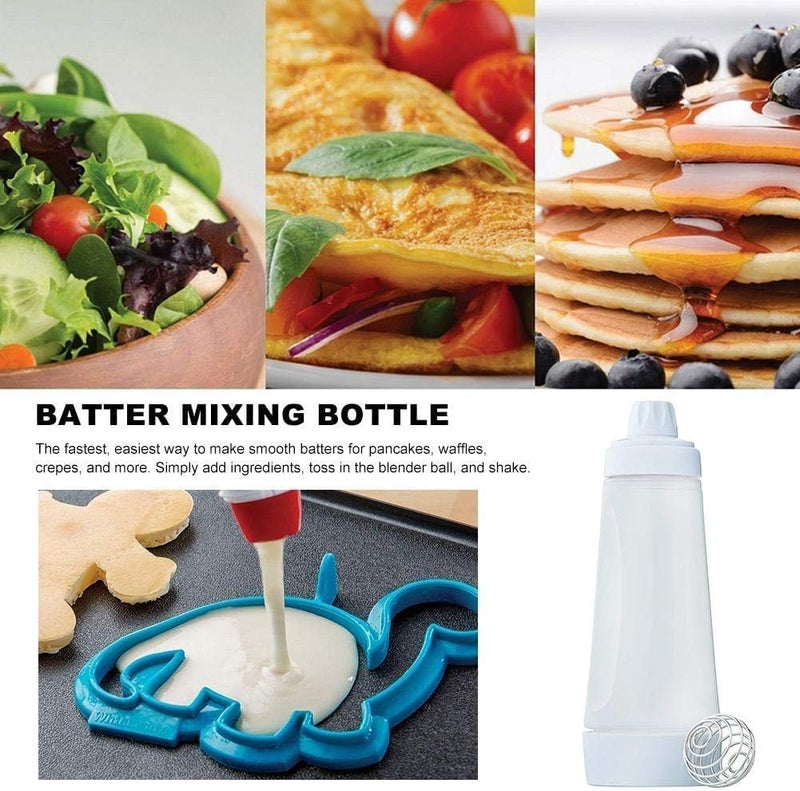 KASTWAVE Pancake Batter Dispenser - Kitchen Tool for Cupcakes, Crepes, Waffles & Cookies - Liquid Batter Mix Dispensing Bottle with Measurement Marks, Easy Squeeze - Image 2