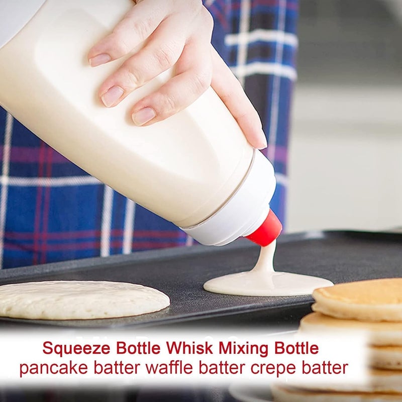 KASTWAVE Pancake Batter Dispenser - Kitchen Tool for Cupcakes, Crepes, Waffles & Cookies - Liquid Batter Mix Dispensing Bottle with Measurement Marks, Easy Squeeze - Image 5