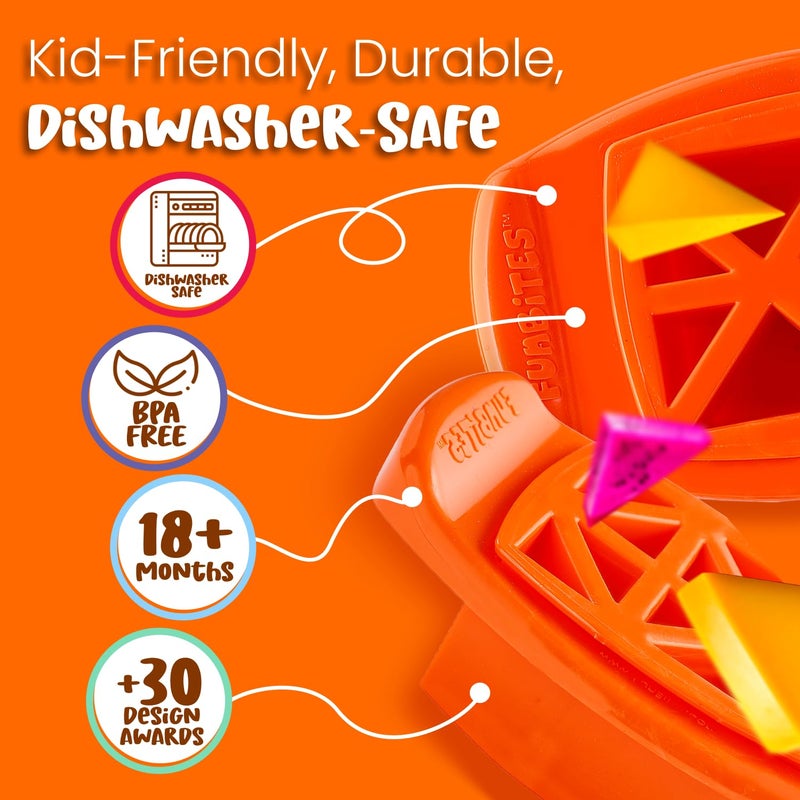 FUNBITES Sandwich Cutter for Kids Lunch, Mini Cookie Cutters, Bento Box Accessories, Cuts Food into Bite-Size Shapes for Toddler Lunch, Great for picky eaters - Orange Triangles 1pk - Image 3