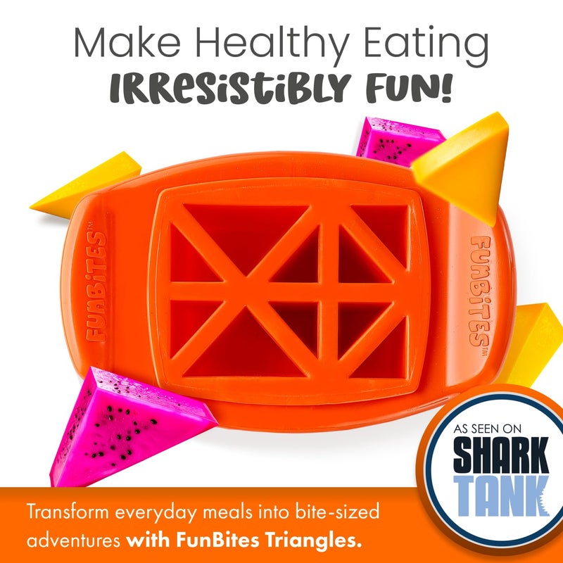 FUNBITES Sandwich Cutter for Kids Lunch, Mini Cookie Cutters, Bento Box Accessories, Cuts Food into Bite-Size Shapes for Toddler Lunch, Great for picky eaters - Orange Triangles 1pk - Image 2