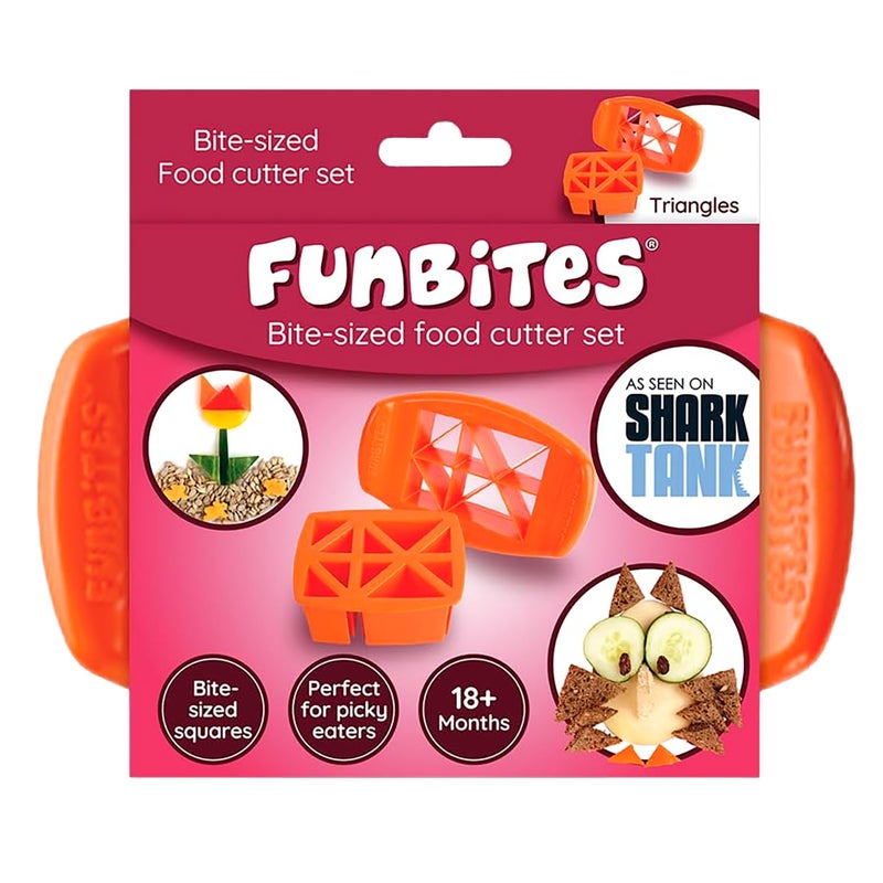 FUNBITES Sandwich Cutter for Kids Lunch, Mini Cookie Cutters, Bento Box Accessories, Cuts Food into Bite-Size Shapes for Toddler Lunch, Great for picky eaters - Orange Triangles 1pk - Image 1