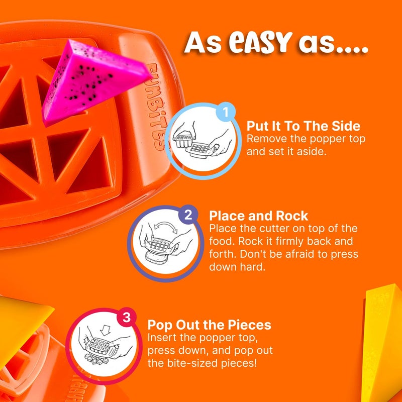 FUNBITES Sandwich Cutter for Kids Lunch, Mini Cookie Cutters, Bento Box Accessories, Cuts Food into Bite-Size Shapes for Toddler Lunch, Great for picky eaters - Orange Triangles 1pk - Image 4