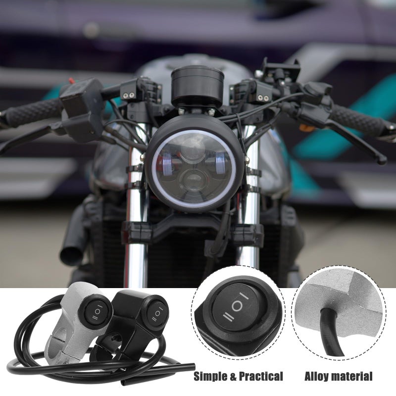 Motorcycle Aluminum Alloy Headlight Switch Handlebar Off Switch Black Silver 2pcs - Image 5