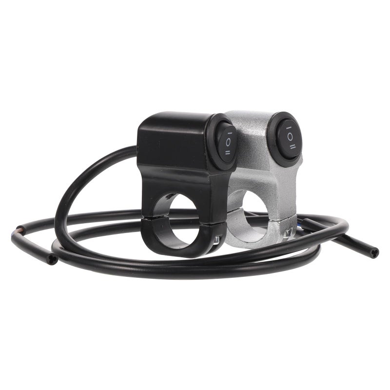 Motorcycle Aluminum Alloy Headlight Switch Handlebar Off Switch Black Silver 2pcs - Image 2