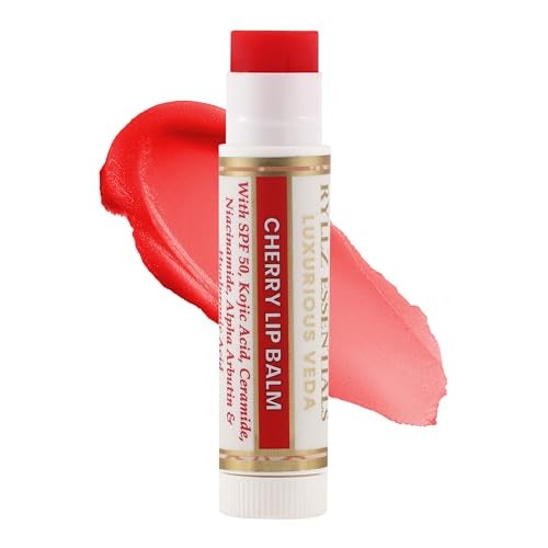 RYLLZ ESSENTIALS Cherry Lip Balm | SPF 50 PA+++ | With Shea Butter, Kojic Acid, Ceramide, Niacinamide, Alpha Arbutin & Hyaluronic Acid | Red Tint | For Lip Lightening & Moisturized Lips | 5 Gm - Image 3