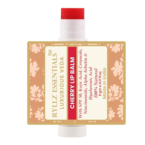 RYLLZ ESSENTIALS Cherry Lip Balm | SPF 50 PA+++ | With Shea Butter, Kojic Acid, Ceramide, Niacinamide, Alpha Arbutin & Hyaluronic Acid | Red Tint | For Lip Lightening & Moisturized Lips | 5 Gm - Image 4