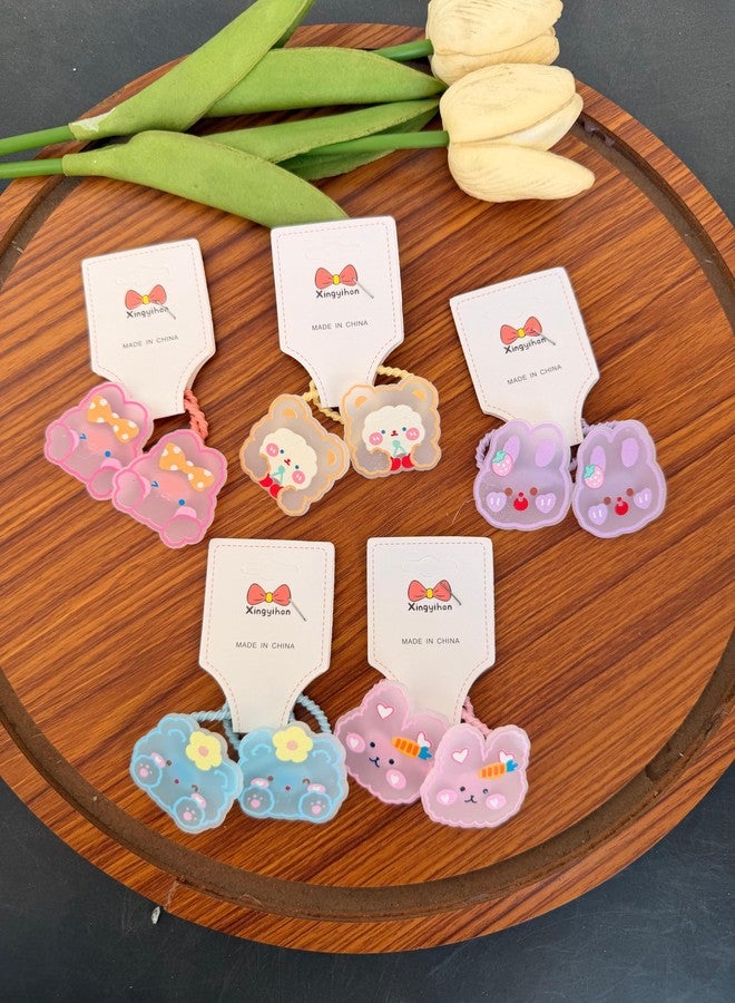 Radhya Accessories Kuromi Cotton Hairties for Baby Girls Ponytail holders Cotton Rubberband for babies small hairties hairbands for toddlers Gift for Kids Hair accessories for Kids (Pack of 10) Cute Cartoon Hairties (Design 2) - Image 5