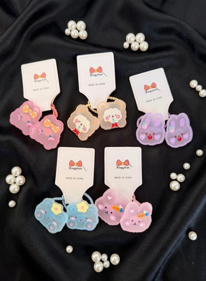 Radhya Accessories Kuromi Cotton Hairties for Baby Girls Ponytail holders Cotton Rubberband for babies small hairties hairbands for toddlers Gift for Kids Hair accessories for Kids (Pack of 10) Cute Cartoon Hairties (Design 2) - Image 4