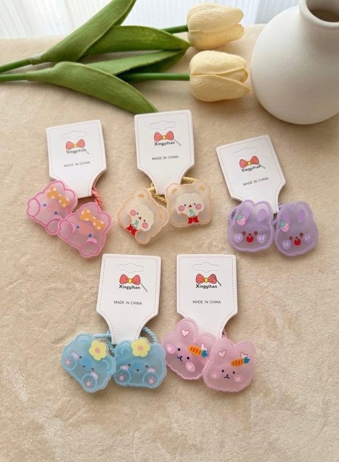 Radhya Accessories Kuromi Cotton Hairties for Baby Girls Ponytail holders Cotton Rubberband for babies small hairties hairbands for toddlers Gift for Kids Hair accessories for Kids (Pack of 10) Cute Cartoon Hairties (Design 2) - Image 1