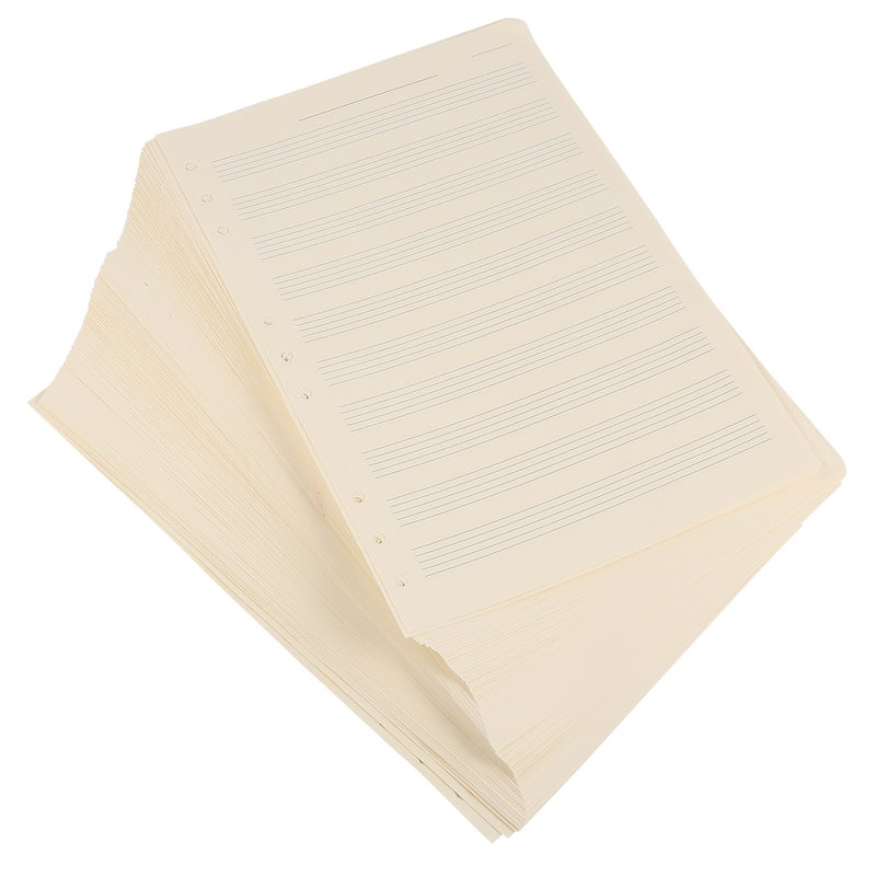 100 Sheets Loose-Leaf Manuscript Paper 3mm 10 Rows Empty Refill Paper Practical Composition Notebook Refill Paper for Students Staff Use (White) - Image 1